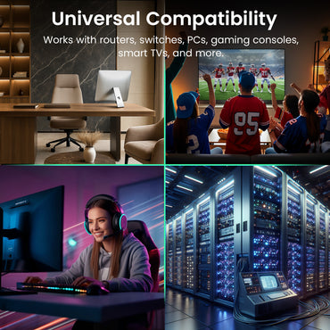 Cat6 Ethernet Patch Cable (2-Pack) - CCA Network Cord - UTP, Black & Blue