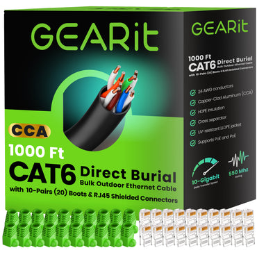 1000ft Bulk Cat6 Outdoor Ethernet Cable - CCA - DIY Kit