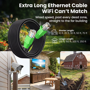 color_black | Cat6 CCA Outdoor Ethernet Cable for Direct Burial - Black / 100 Feet, image 3