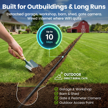 color_black | Cat6 CCA Outdoor Ethernet Cable for Direct Burial - Black / 100 Feet, image 4