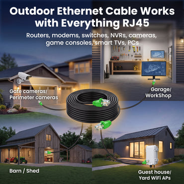color_black | Cat6 CCA Outdoor Ethernet Cable for Direct Burial - Black / 150 Feet, image 6