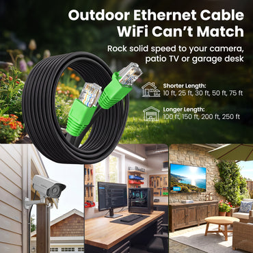 color_black | Cat6 CCA Outdoor Ethernet Cable for Direct Burial - Black / 10 Feet, image 3
