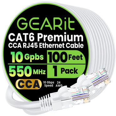 Cat6 Ethernet Patch Cable - CCA Network Cord - UTP, White