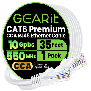 Cat6 Ethernet Patch Cable - CCA Network Cord - UTP, White