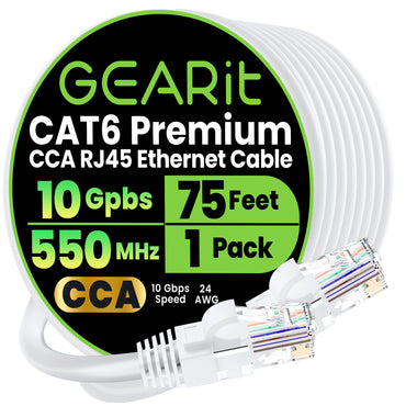 Cat6 Ethernet Patch Cable - CCA Network Cord - UTP, White