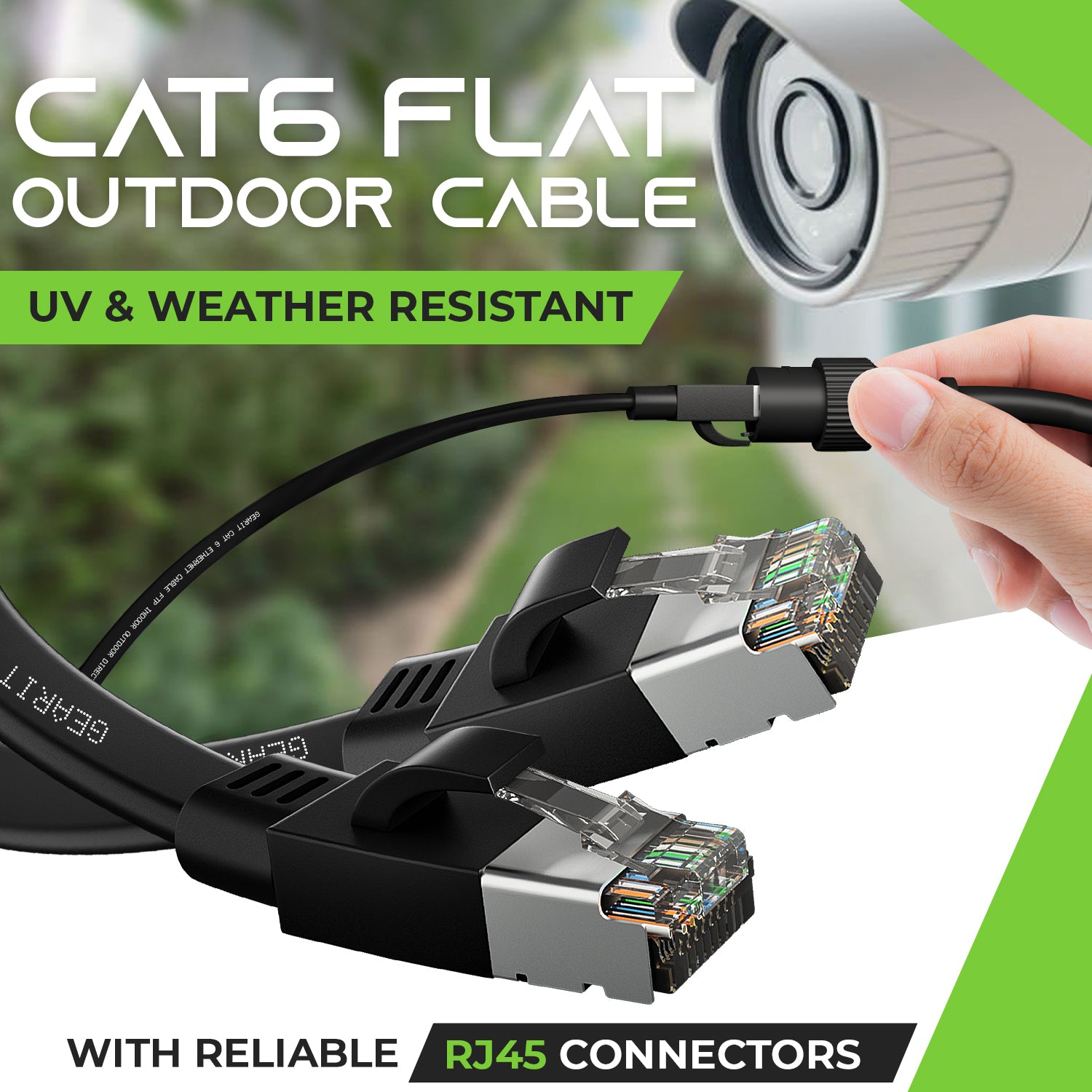 Black Cat6 Flat Outdoor Cable GEARit