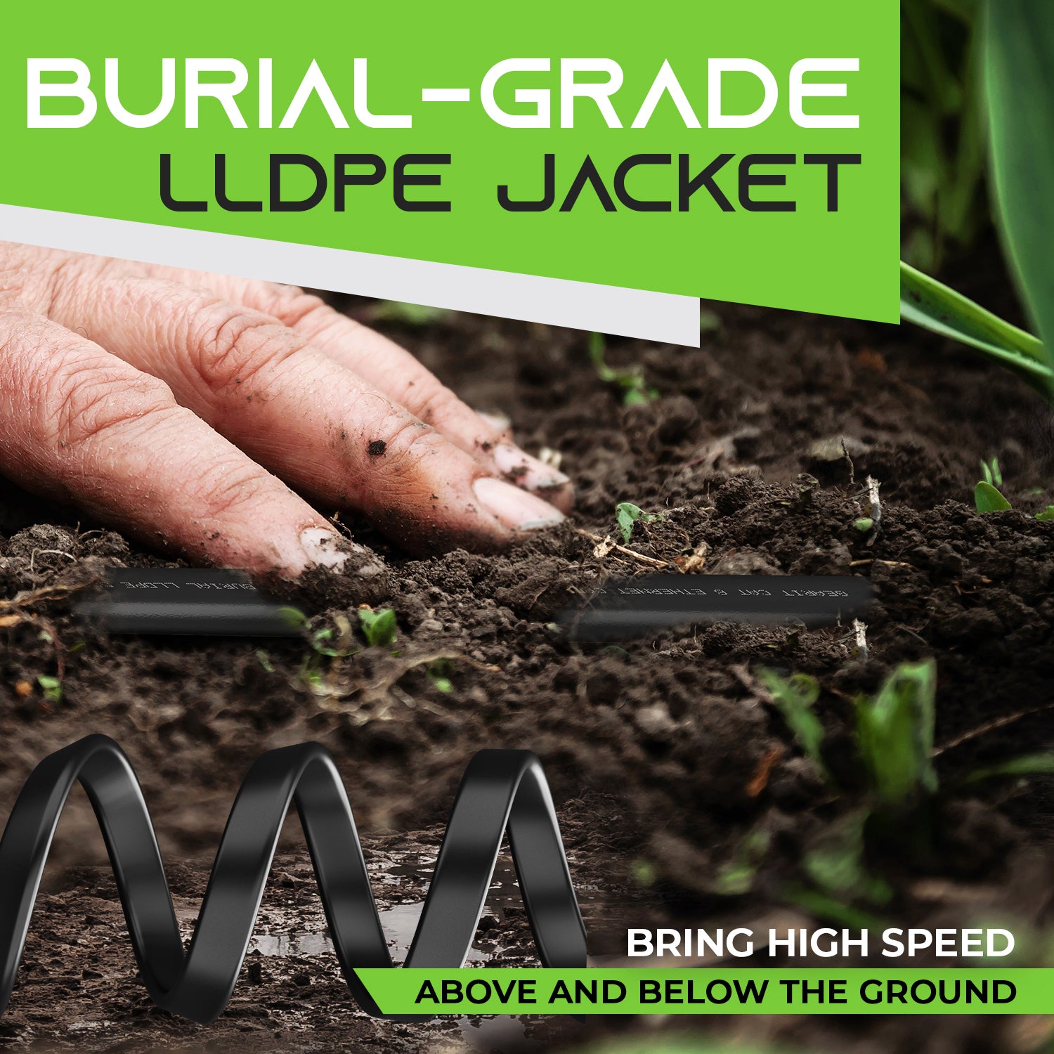 Black Cat6 Flat Outdoor Cable GEARit