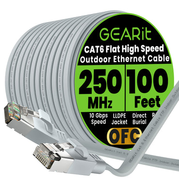 Gray Cat6 Flat Outdoor Ethernet Cable
