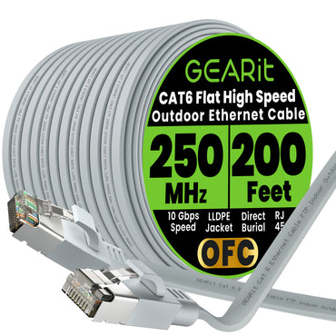 Gray Cat6 Flat Outdoor Ethernet Cable
