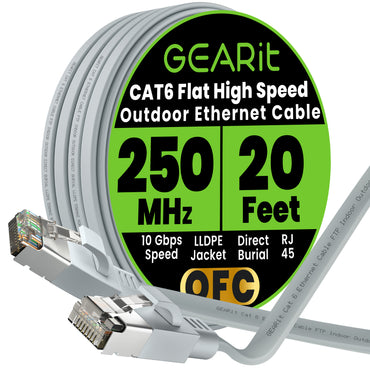 Gray Cat6 Flat Outdoor Ethernet Cable