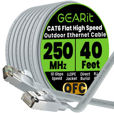 Gray Cat6 Flat Outdoor Ethernet Cable
