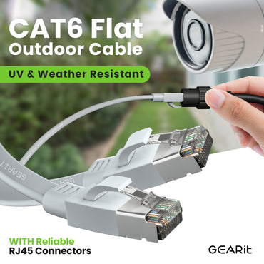 Gray Cat6 Flat Outdoor Ethernet Cable