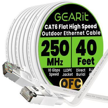 White Cat6 Flat Outdoor Ethernet Cable