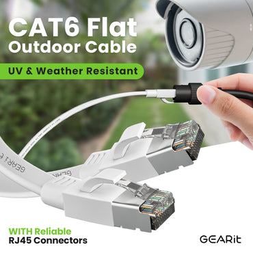 White Cat6 Flat Outdoor Ethernet Cable