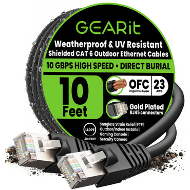 color_black | Cat6 Outdoor Ethernet Cable - Black / 10 Feet, image 1