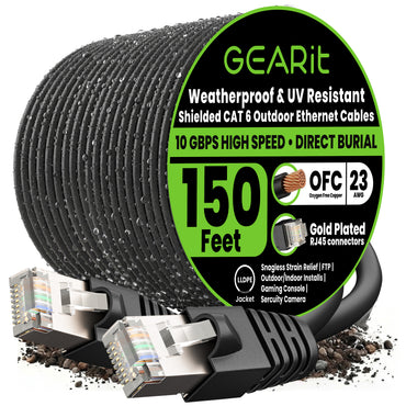 color_black | Cat6 Outdoor Ethernet Cable - Black / 150 Feet, image 1