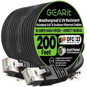 color_black | Cat6 Outdoor Ethernet Cable - Black / 200 Feet, image 1