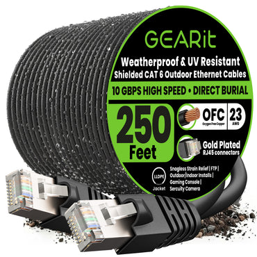 color_black | Cat6 Outdoor Ethernet Cable - Black / 250 Feet, image 1