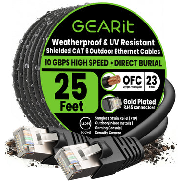 color_black | Cat6 Outdoor Ethernet Cable - Black / 25 Feet, image 1