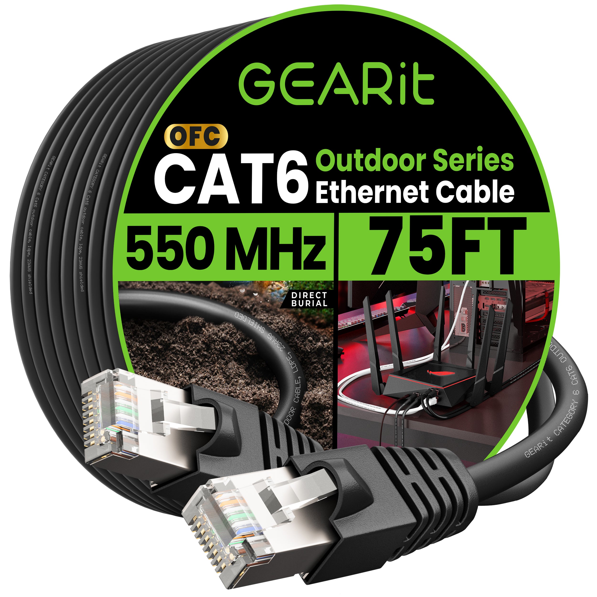 PCケーブル・コネクタ Aicat UTP CAT6 4P DIRECT BURIAL 110M Amazon.com: AiCat Cat5e Outdoor Ethernet Cable Direct Burial