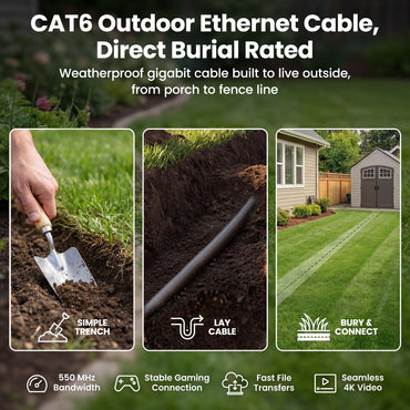 color_black | Cat6 Outdoor Ethernet Cable - Black / 75 Feet, image 2