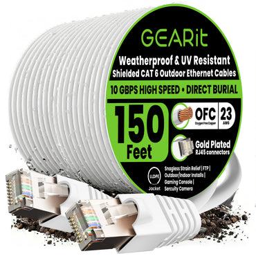 color_white | Cat6 Outdoor Ethernet Cable - White / 150 Feet, image 1