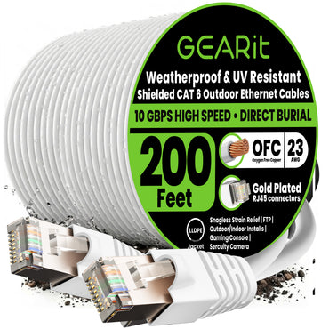 color_white | Cat6 Outdoor Ethernet Cable - White / 200 Feet, image 1