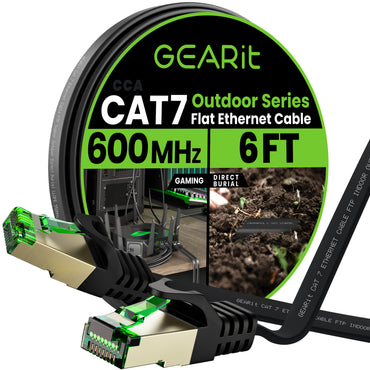Black Cat7 Flat Outdoor Ethernet Cable