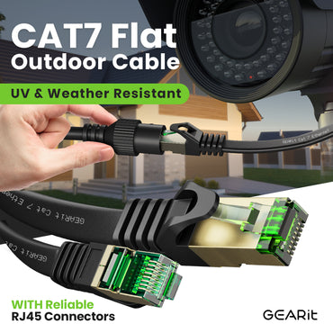 Black Cat7 Flat Outdoor Ethernet Cable