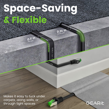 Black Cat7 Flat Outdoor Ethernet Cable