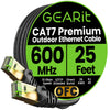 Cat7 Outdoor Ethernet Patch Cable - SFTP Shielded Foil Twisted Pair - Waterproof, Black