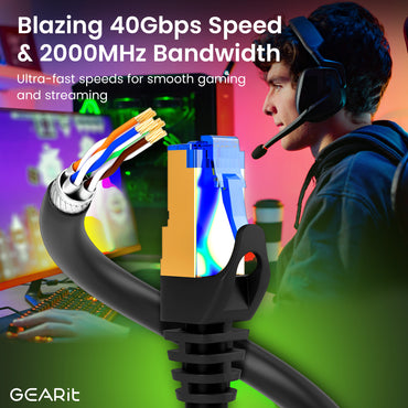 Cat8 Outdoor Ethernet Cable - Waterproof, Direct Burial, In-Ground, LLDPE, Black