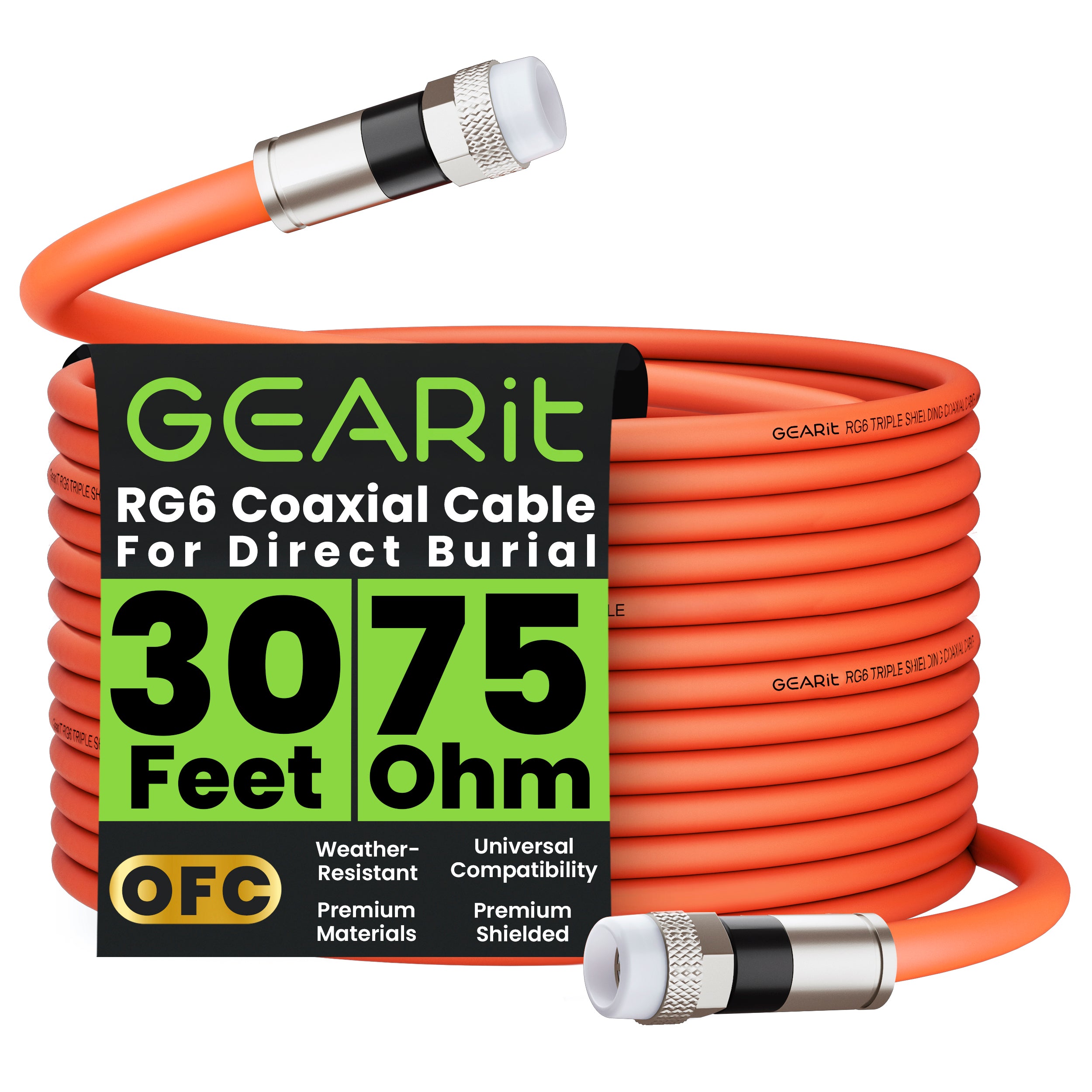 アンテナ KURANISHI RG-1000 RG6 Quad Shield Wooden Spool - 1000Feet Black