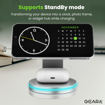 GEARit 3-in-1 15W MagSafe Wireless Charger Station