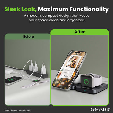 GEARit 3-in-1 Qi2 MagSafe Wireless Charging Station