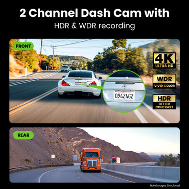 GEARit 4K Dual Dash Cam Front & Rear with WiFi GPS Night Vision 64GB Included