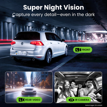 GEARit 3-Channel 4K Dash Cam - Front, Inside & Rear with GPS & Night Vision, 64GB Included