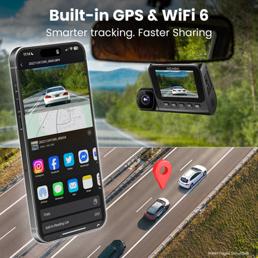 GEARit 3-Channel 4K Dash Cam - Front, Inside & Rear with GPS & Night Vision, 64GB Included