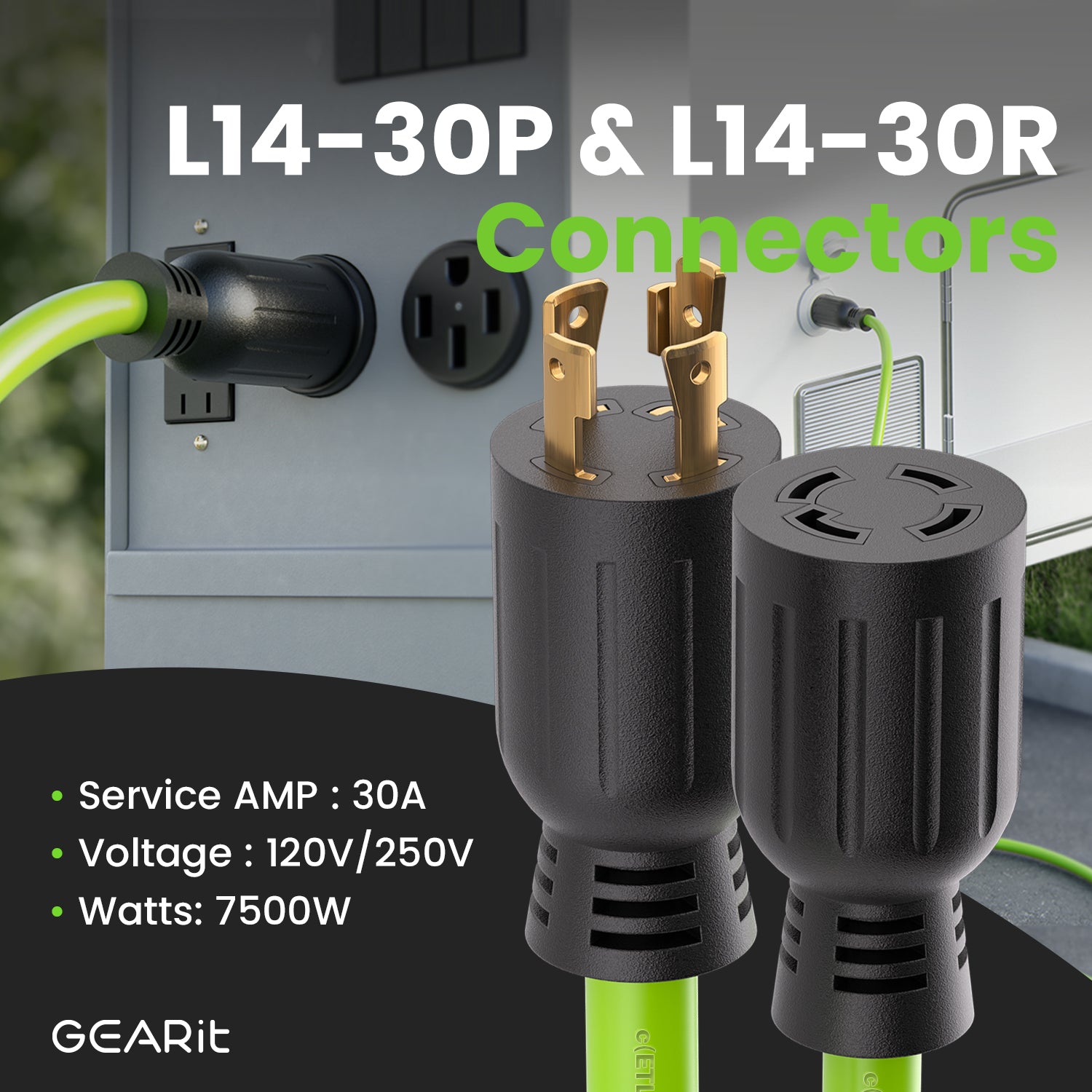 30 Amp NEMA L14-30 Generator Extension Power Cord - GEARit