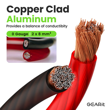1/0 Gauge Wire Amp Wiring Kit (25 feet Each - Black & Red) Include 10 Lugs, 20 Heat Shrink Wrap, CCA Wire