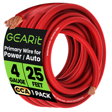 4 Gauge CCA Electrical Power Ground Wire, 25 Feet