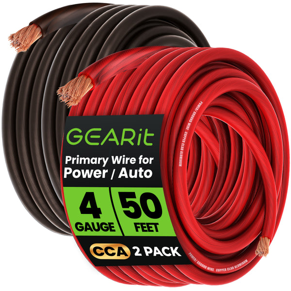 4 Gauge CCA Electrical Power Ground Wire, 50 Feet