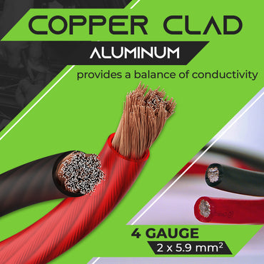 4 Gauge Wire Amp Wiring Kit (25 feet Each - Black & Red) Include 15 Lugs, 20 Heat Shrink Wrap, CCA Wire