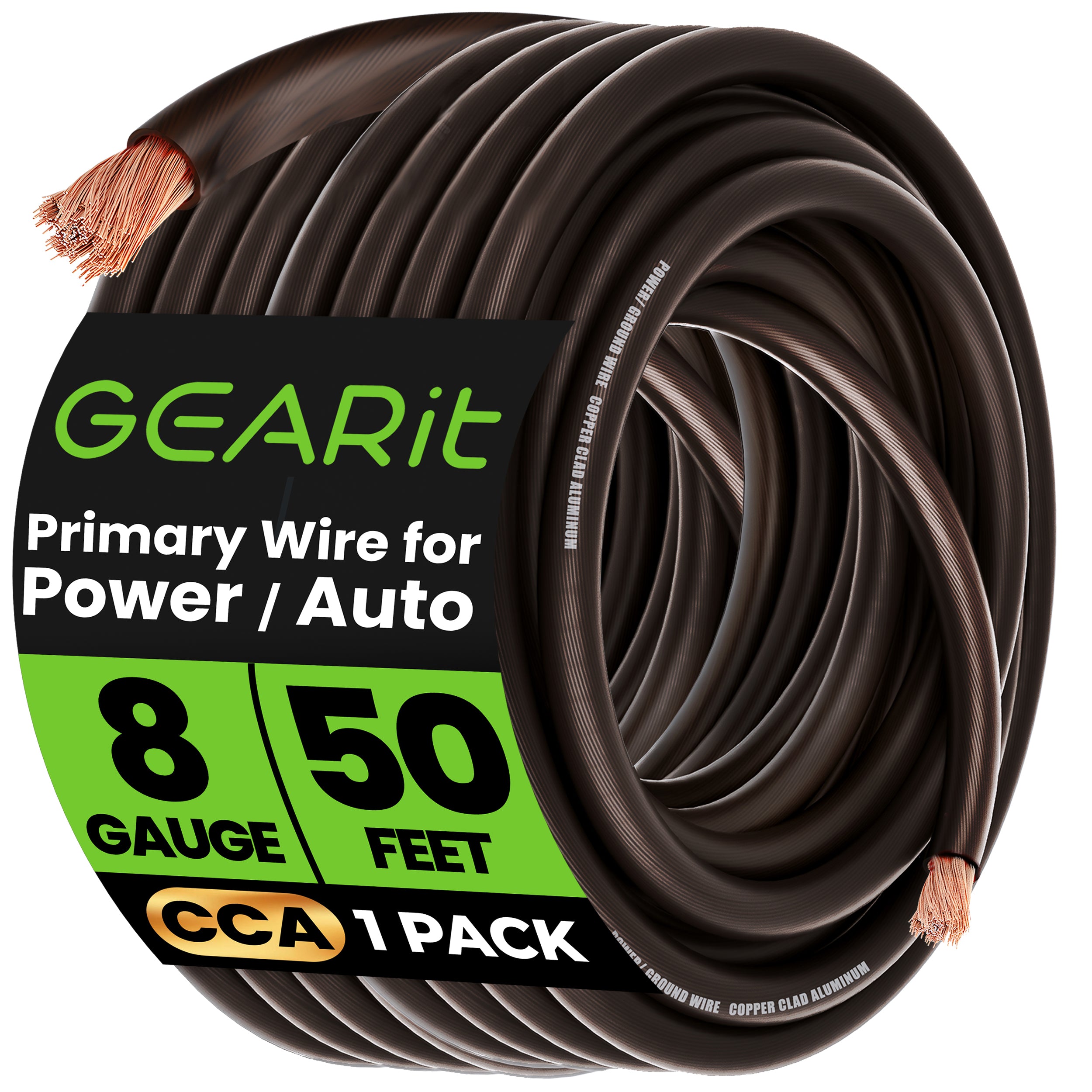 8 Gauge CCA Electrical Power Ground Wire, 50 Feet - GEARit