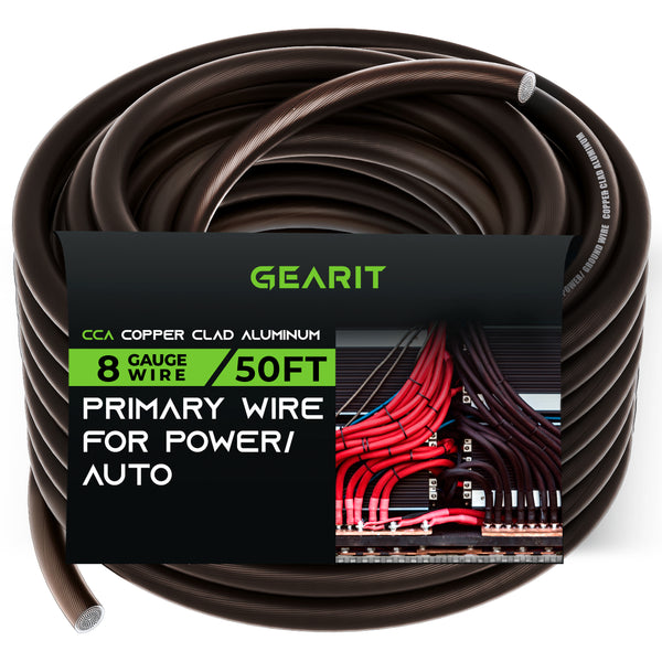 GearIT 8 Gauge Wire CCA - Primary Electrical Automotive Power/Ground Wire, 50 Feet - GearIT