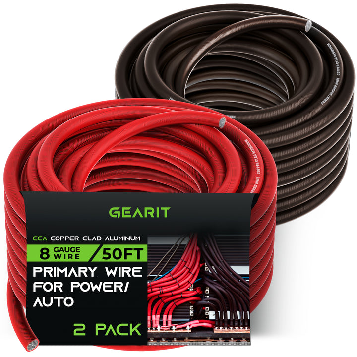 GearIT 8 Gauge Wire CCA - Primary Electrical Automotive Power/Ground Wire, 50 Feet - GearIT