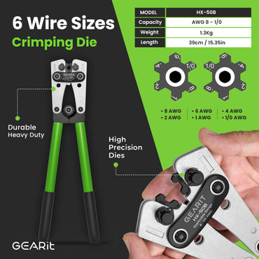 GEARit 8 Gauge CCA Ground Wire Kit - 25 ft Black & Red with Crimper, Cutter, Lugs, Heat Shrink