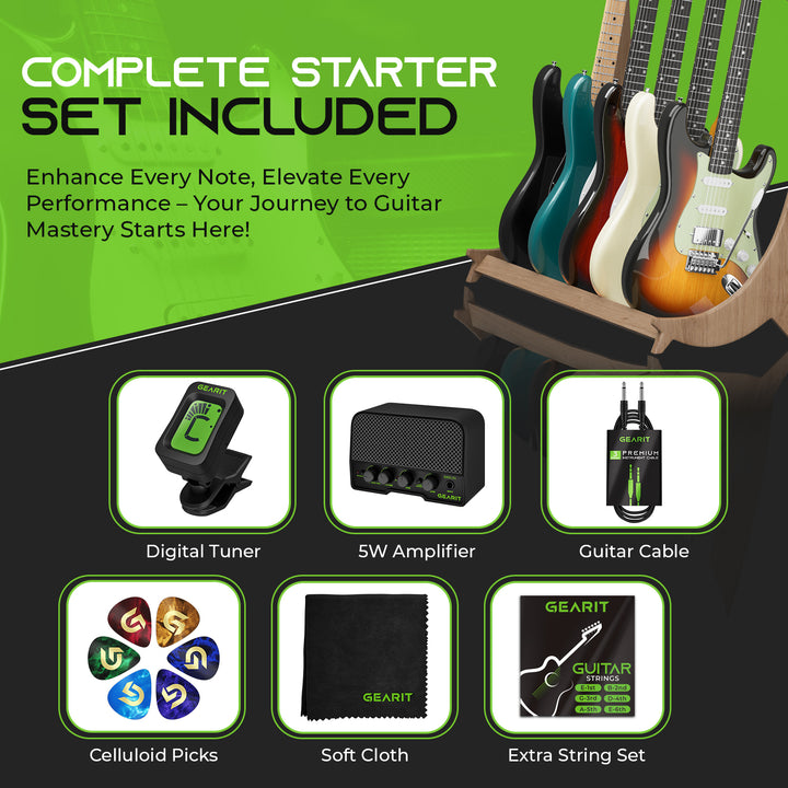 GST-100 Mission Series Full-Size Electric Guitar Starter Kit with Premium Mahogany Tonewood GearIT