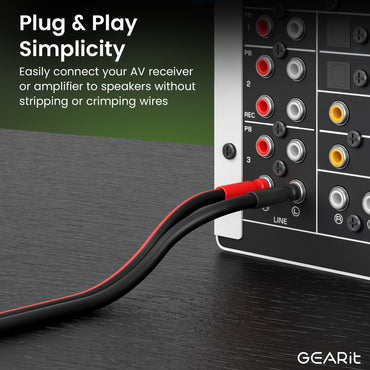 2-Pack 14 AWG Speaker Cable with Banana Plugs Banana Wire for Bi-Wire Bi-Amp HiFi Surround Sound, Black