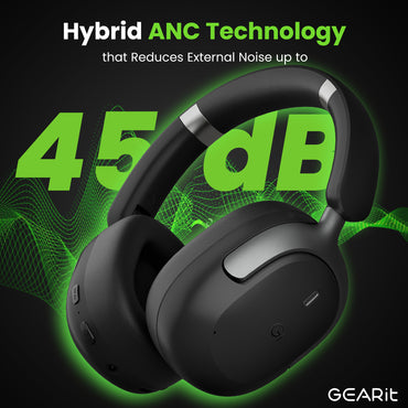 GEARit Over-Ear Bluetooth Headphones Hybrid ANC 45H Battery Multipoint Pairing